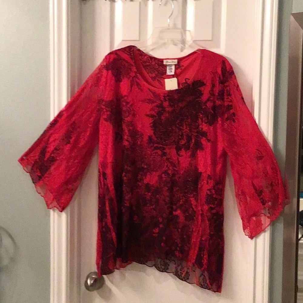 Red lace blouse